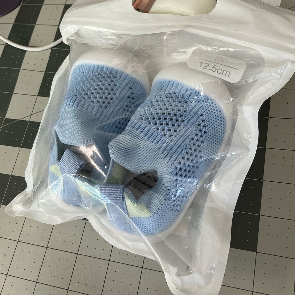 Light Blue Knit Slip-On Sneakers - Picture 2 of 6